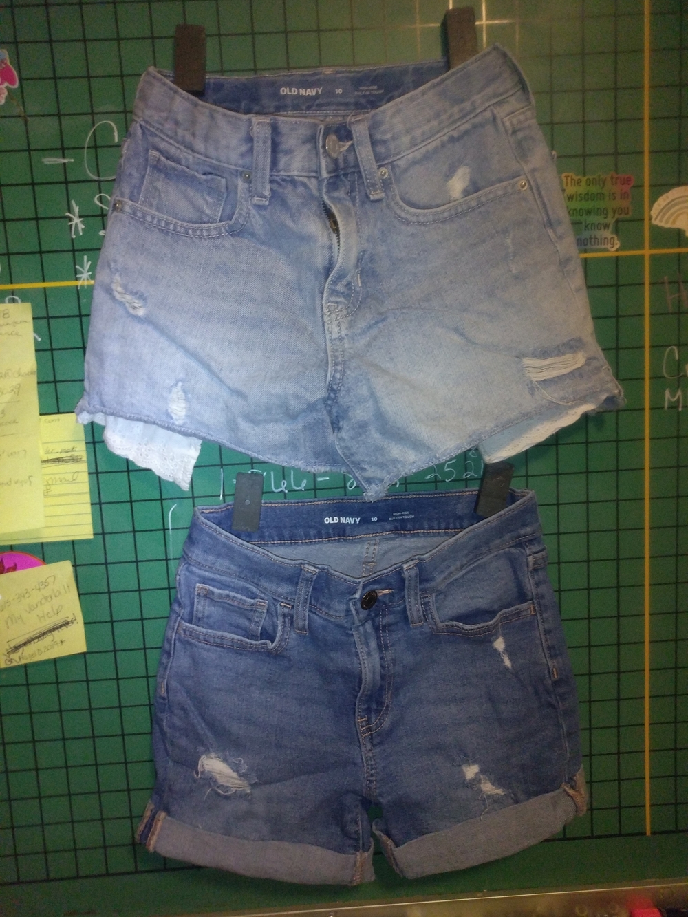 Old Navy Light & Dark Blue Distressed Denim Shorts (2 pairs)